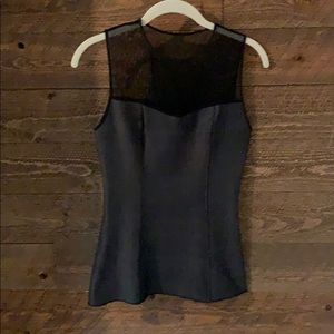 Reversible grey/ black fitted top with mesh detail